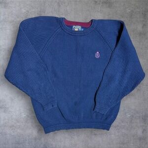 Vintage 90s Chaps navy cable knit pullover sweater XL‎ essentials